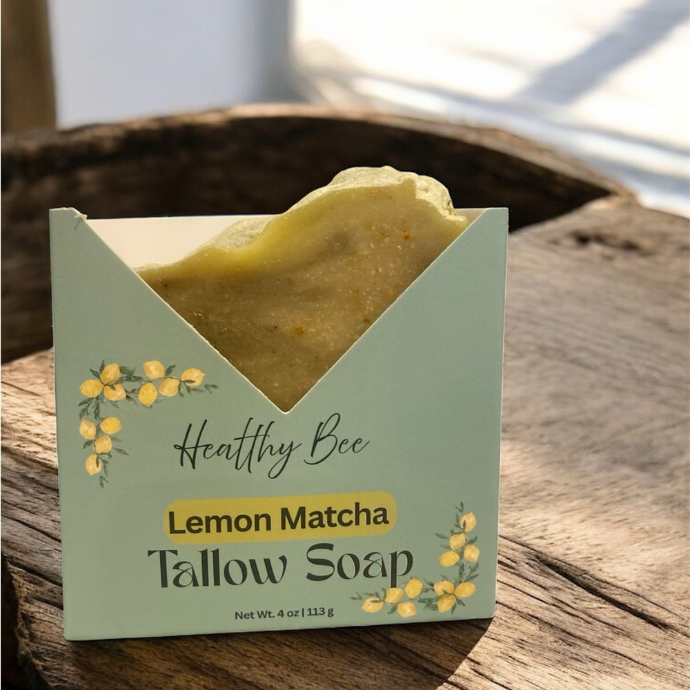 Handcrafted Lemon Matcha Tallow Soap